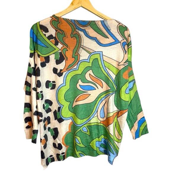 Free For Humanity Colorful Floral Animal Print Pullover Sweater Large - Picture 2 of 8